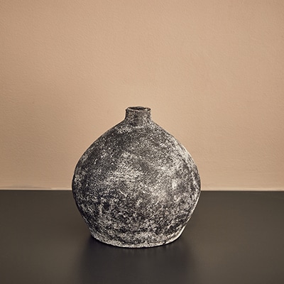 Vase 23×20 SHABBY grau + weiß